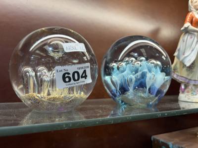 2 X GLASS PAPERWEIGHTS