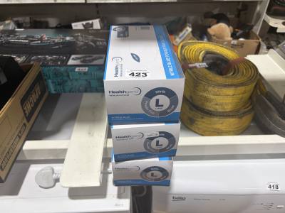 3 X BOXES OF (SIZE LARGE) BLUE GLOVES