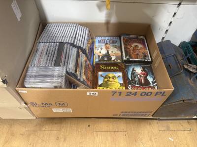 BOX OF CDS + DVDS