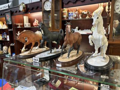 4 X BOOKS + BENTLY HORSES ON PLINTHS