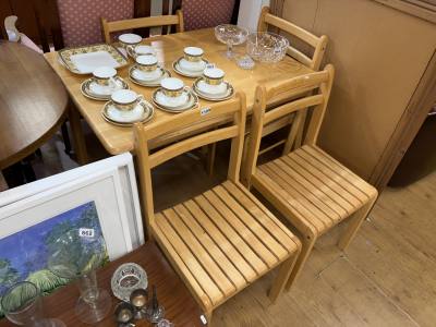 BEECH DINING TABLE + 4 X CHAIRS