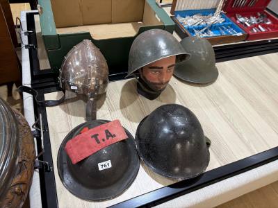 LOT OF ARMY HELMETS ETC ( SOME REPLICAS)