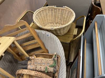 WICKER CHAIR + 2 TIER TROLLEY