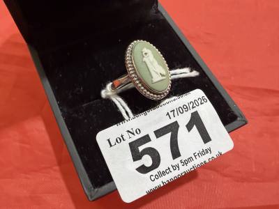 SILVER WEDGWOOD CAMEO RING