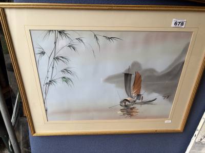 SIGNED ORIENTAL PAINTING ON SILK