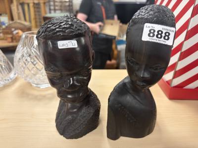 2 X AFRICAN CARVED BUSTS