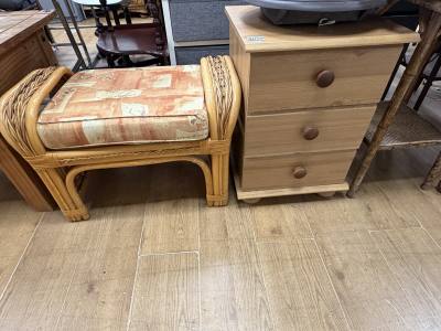 BEDSIDE + WICKER STOOL