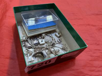 BOX OF SILVER JEWELLERY