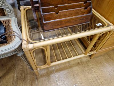GLASS TOP WICKER TABLE