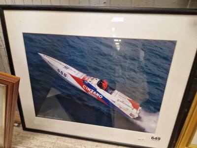 SIGNED CINZANO POWERBOAT PHOTO