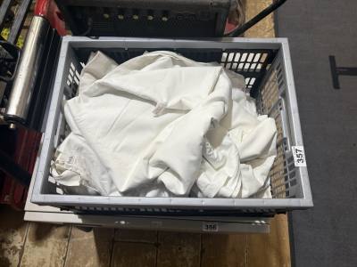 BOX OF ANTIQUE LINENS