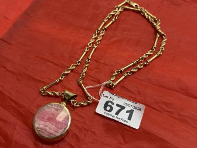 9CT CHAIN + DOUBLE STONE PENDANT