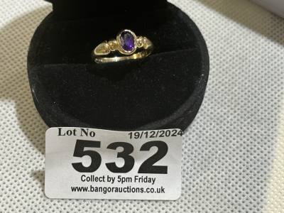 9CT AMETHYST RING SIZE K