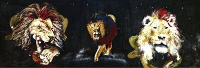 "CIRCUS CIRCUS" OIL ON BOARD "3 LIONS" (90X245) GRAHAM BROWN RCA & FOREST MCCREADIE 