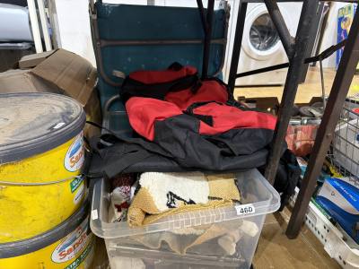 BOX LOT + 2 FOLDING CHAIRS 