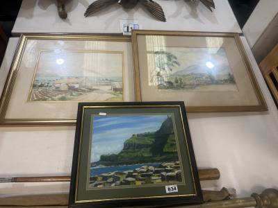 FRAMED OIL + 2 X WATERCOLOURS