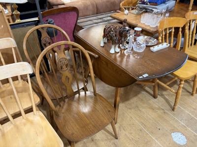 ERCOL DROP LEAF TABLE + 2 X CHAIRS