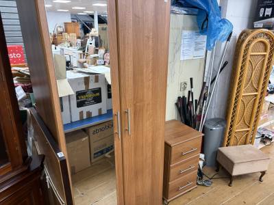 MIRRORED WARDROBE + BEDSIDE