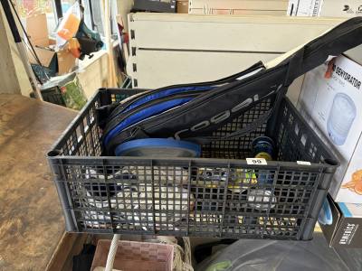 BOX OF TENNIS/SQUASH ITEMS