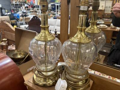 PAIR OF GLASS TABLE LAMPS