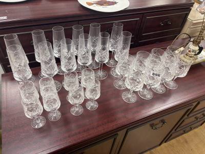3 X CRYSTAL GLASS SETS