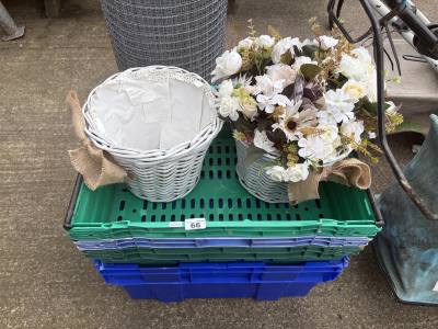 LOT OF STORAGE CRATES+ ARTIFICIAL PLANTS