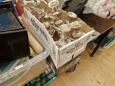 LOT OF SILVER PLATE CANDLESTICKS