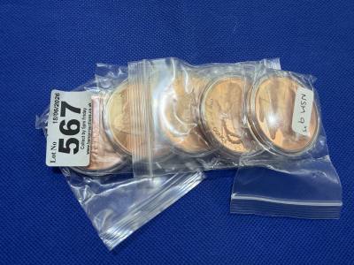 5 X 1 Oz 999 COPPER COINS