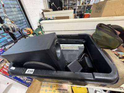 BOX OF DVD PLAYERS, SPEAKERS ETC