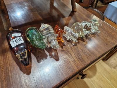 LOT OF GLASS PIGS + ELEPHANTS