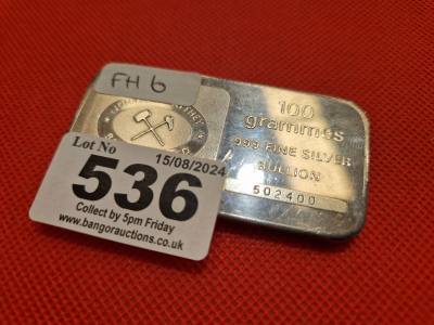 100 GRAMS OF SILVER BULLION INGOT
