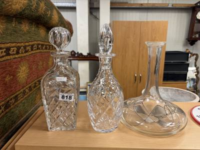2 X CRYSTAL DECANTERS + CARAFE