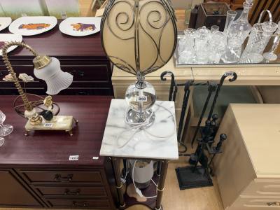 MARBLE TOP LAMP TABLE + LAMP 