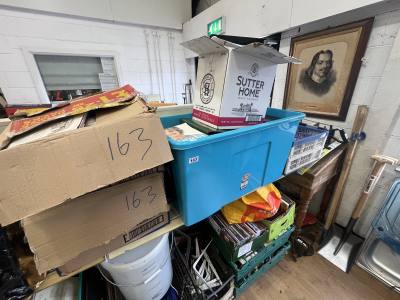 4 X BOXES OF BOOKS + BOX OF GLASS