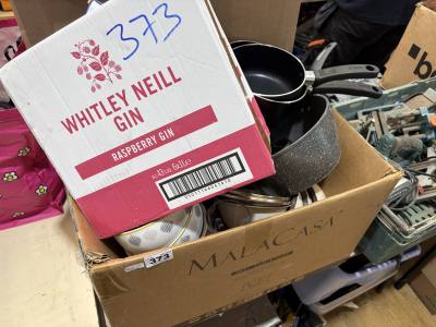 3 X BOXES OF CROCKERY / PANS / GLASS