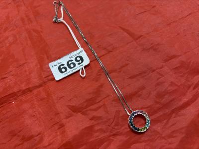 RAINBOW LAB DIAMOND PENDANT + SILVER CHAIN