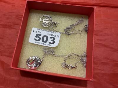 2 X SILVER CHAINS + PENDANTS