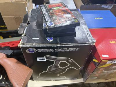 SEGA SATURN ARCADE RACER + 3 X SEGA GAMES