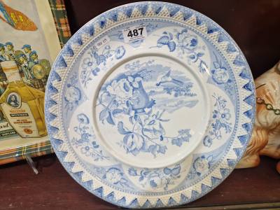 VICTORIAN BLUE + WHITE OPAQUE PLATTER