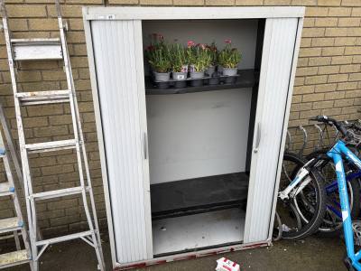 LARGE METAL CABINET WITH SLIDING DOORS