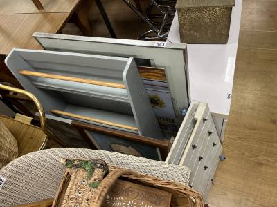 LOT OF PICTURES + SHELF UNIT ETC