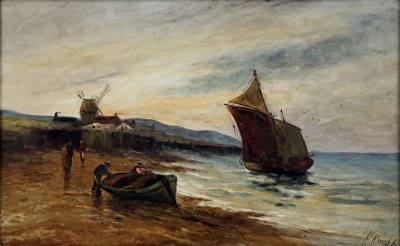 HAROLD KNIGHT (1874-1961) "LOW TIDE STAITHES" (50X75)