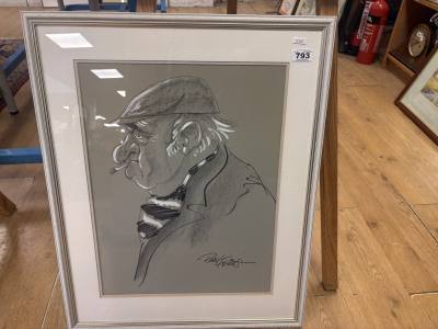 ROWEL FRIERS CHARCOAL CHARACTER PICTURE 