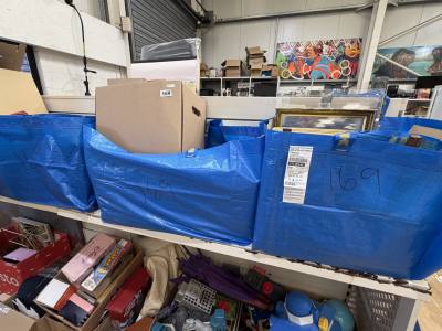 3 X BAGS + BOX OF CRAFT ITEMS ETC 