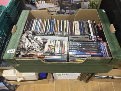 BOX OF CDS/DVDS