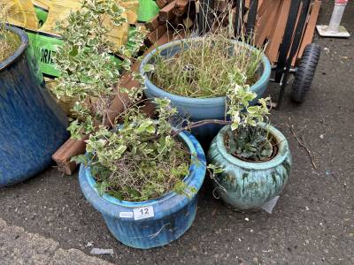 3 GLAZED PLANTERS