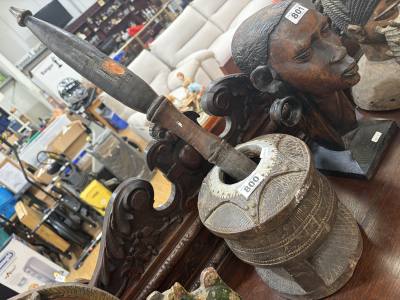 AFRICAN TRIBAL CEREMONIAL MORTAR + PESTLE MASHER
