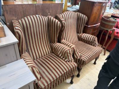 PAIR OF FABRIC FIRESIDE CHAIRS