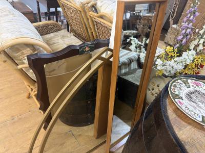 TEAK WALL MIRROR + 2 X OVERMANTELS 