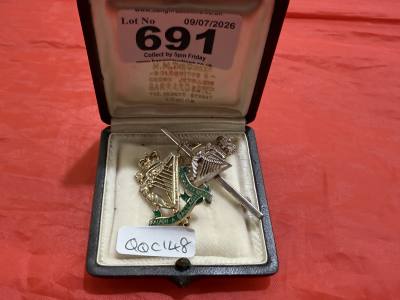 ROYAL IRISH SILVER BADGE + BROOCH